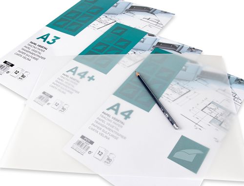 Bloco de papel vegetal liderpapel din a4+ 320x240mm 90 gr bolsa de 12 folhas , Liderpapel , 63239 , 8423473632394